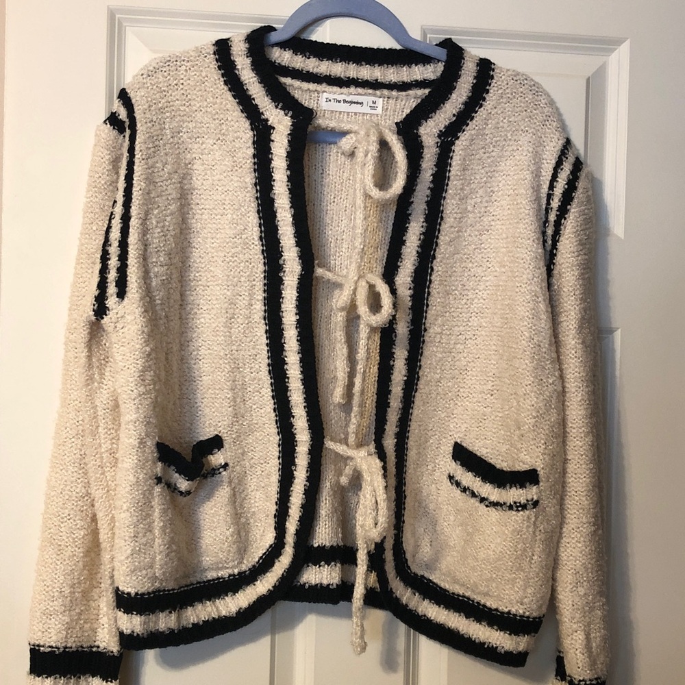 Chic Cream and Black Cardigan